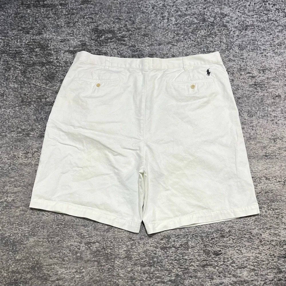 Vintage Polo‎ Ralph Lauren Tyler Shorts Mens 42 White  Big Chino Plated Classic